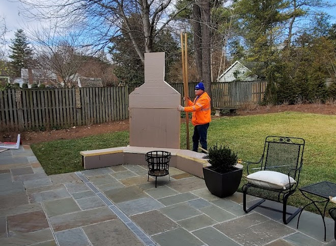 Creating a mockup of outdoor fireplace